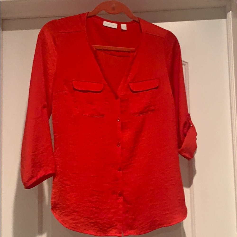 Red 3/4 sleeve blouse